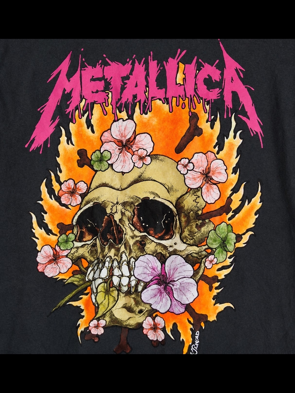 Metallica Skull Floral Graphic Band Tee NWT Sz. S Rock Heavy Metal 100% Cotton - Picture 3 of 9